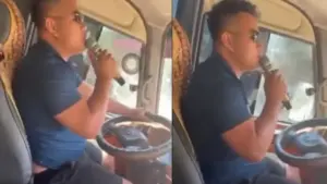 Xử phạt tài xế vừa lái xe khách vừa hát karaoke