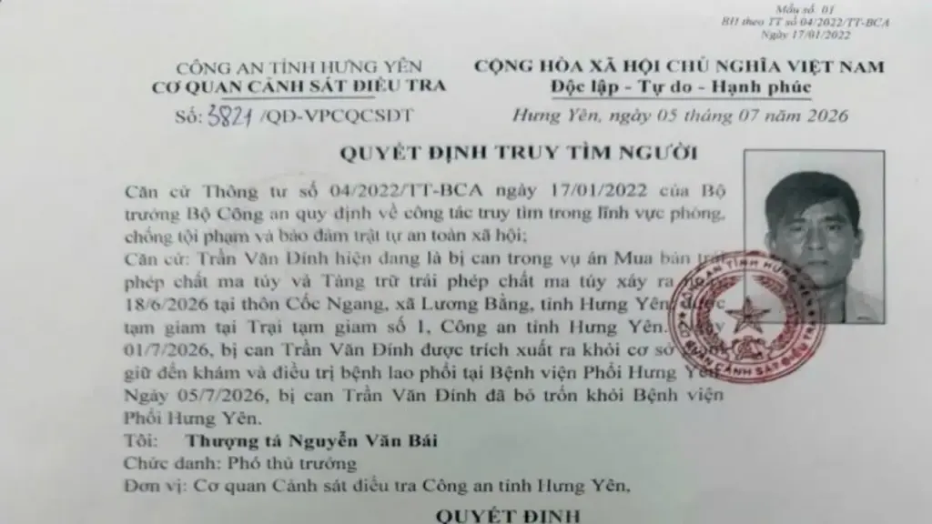 Bị can vụ án ma túy trốn khỏi bệnh viện khi đang điều trị